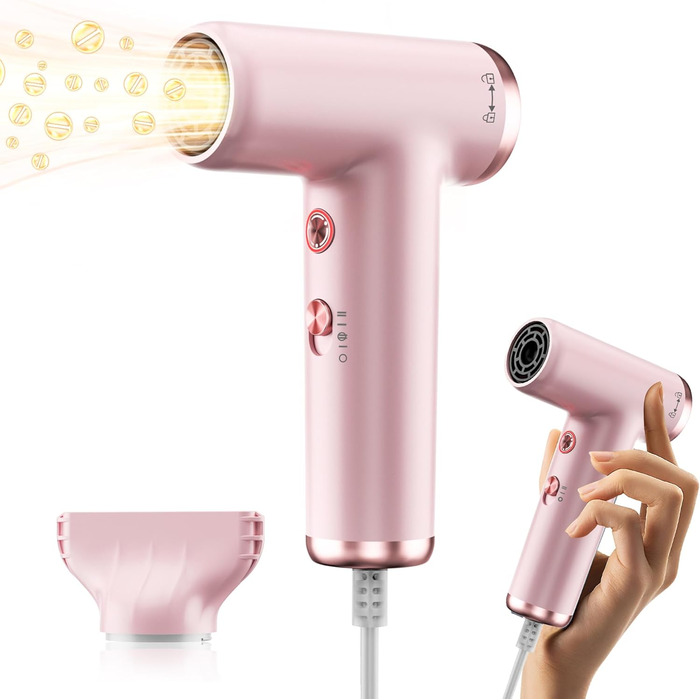 Atopskins Airstyler: Набір для укладки волосся 6 в 1 (фен-щітка, плойка, об'єм, укладка, рожевий)