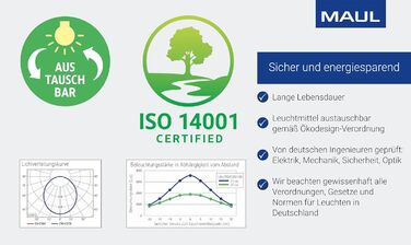 Світлодіодна лампа для столу MAULjoy | Стильна настільна лампа з регулюванням висоти | Настільна лампа для офісу та дому | Чорний колір, 33.5 см