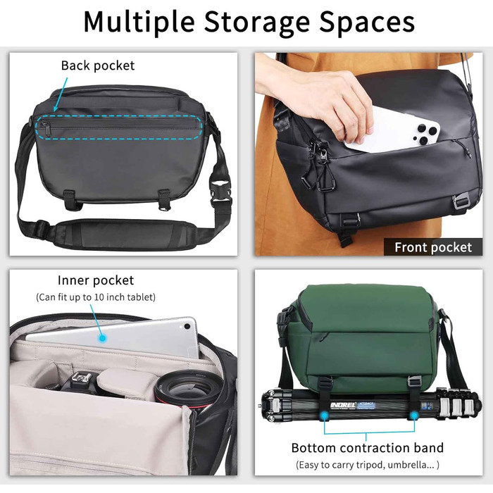 Сумка для камери INNOREL CB0611, 6 л, зелена. Сумка для фотографа, водонепроникна, з кріпленням для штатива, модульні вставки