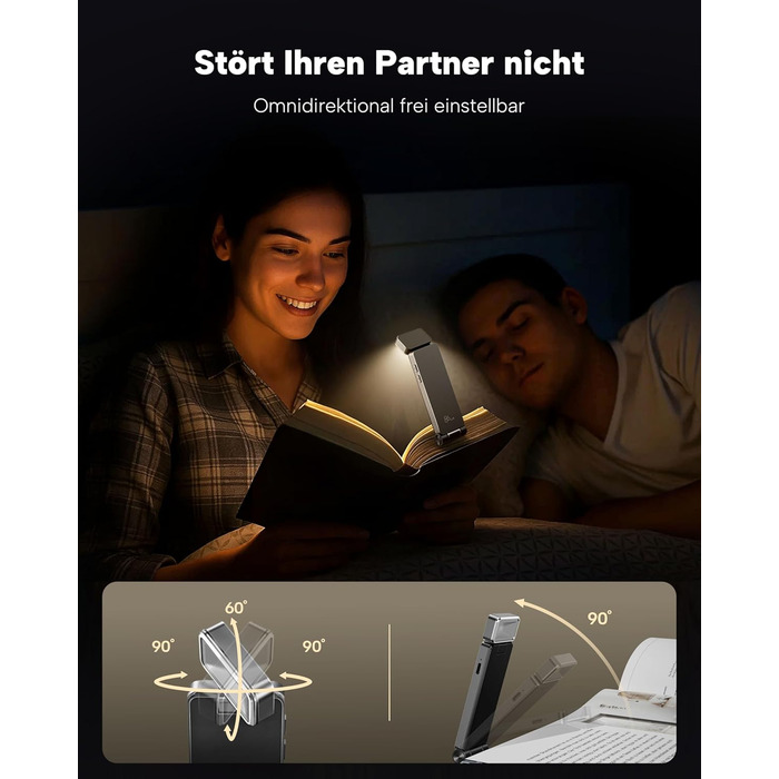 LED кріпильна лампа для читання 86lux - перезарядна, 3 кольори, регулювання яскравості, сіра