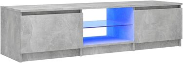 Тумба під телевізор vidaXL з LED підсвічуванням, бетонно-сіра, 140x40x35,5 см, ТВ стіл, комод, меблі для вітальні