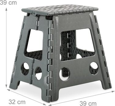 Складаний стілець Relaxdays: для кемпінгу, ванної кімнати, до 150 кг, пластик, сірий