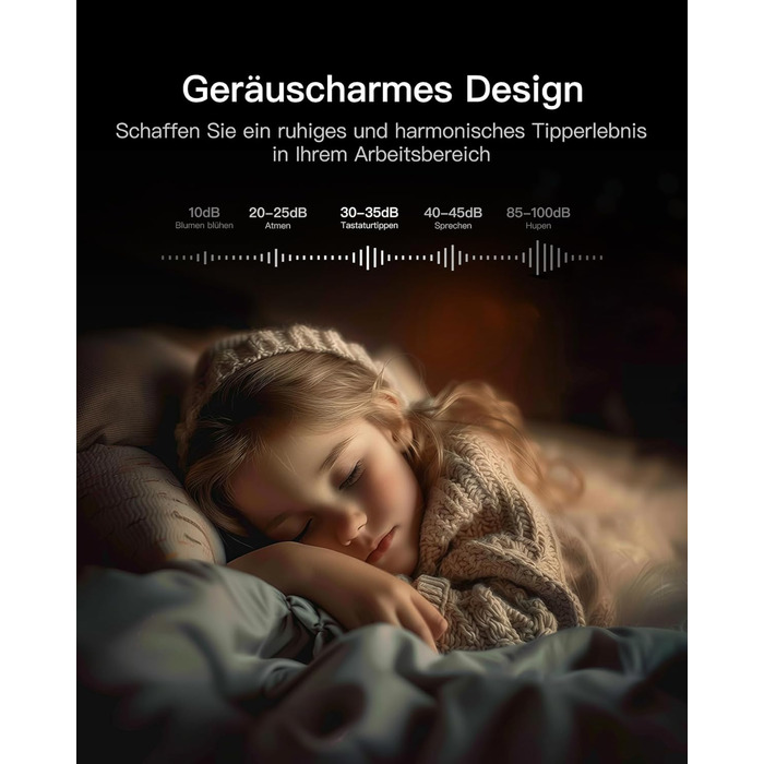 Inateck Бездротовий Комплект Клавіатури та Миші з Підсвічуванням, QWERTZ, з Підтримкою Bluetooth, з Підкладкою під Руку, для Mac, Windows, Laptop, PC, Smart TV, KB06006