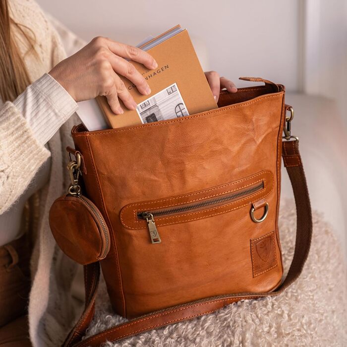 Сумка через плече Berliner Bags Siena Vintage з натуральної шкіри, коричнева - жіноча сумка-месенджер