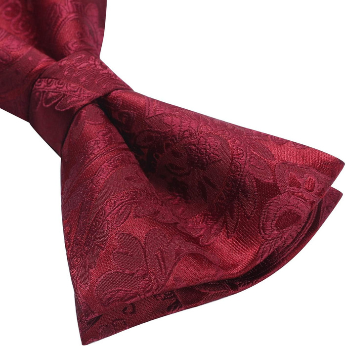 HISDERN Комплект краватка-метелик з кишеньковим хустиком та запонками, з гачком, регульована, вже зав'язана, для весілля, свят, Різдва, Хелловіна, бордовий A1