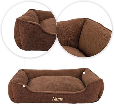 М'яке ліжко для собак Lionto знімний чохол, 75x60 см, коричневе, для собак та котів, з антиковзким дном