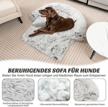 М'яке ліжко для собак Costway, захист дивану, ковдра для собак, подушка для собак, миється, плюшеве ліжко для маленьких, середніх та великих собак та котів, килимок для собак з плюшу, 112 x 101 x 18 см, сіро-білий
