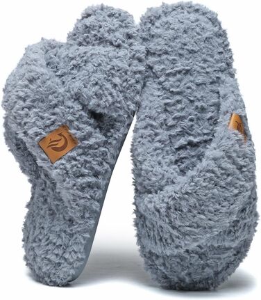 Жіночі плюшеві домашні тапочки SMajong, зимові, теплі, м'які, з антиковзким покриттям, сірі, 38/39 EU