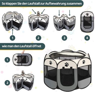 Складана вольєр для цуценят та котів 74x74x43 см - сірий. Підходить для собак, котів, кроликів.