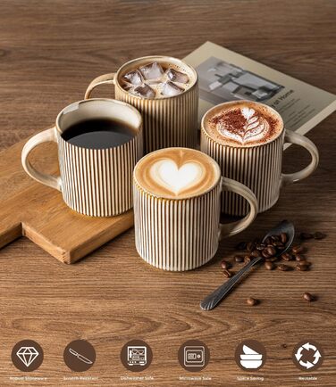 Набір посуду GBhome з реактивної глазурі для 6 осіб, 18 предметів: тарілки, миски, чашки (капучино), ручна робота, кераміка, безпечний для мікрохвильової печі та посудомийної машини