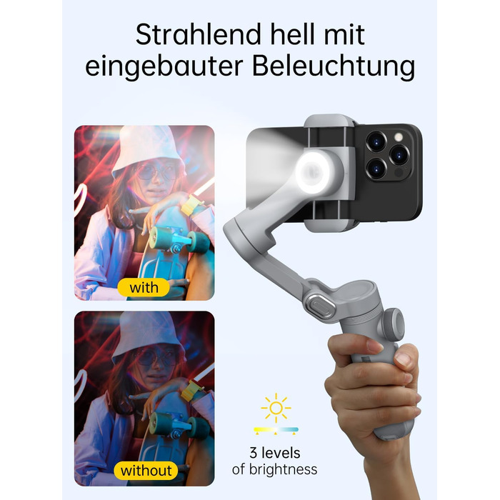 Стабілізатор для смартфона AOCHUAN Smart X Pro (3-осьовий, з RGB-підсвічуванням, для iPhone/Android)