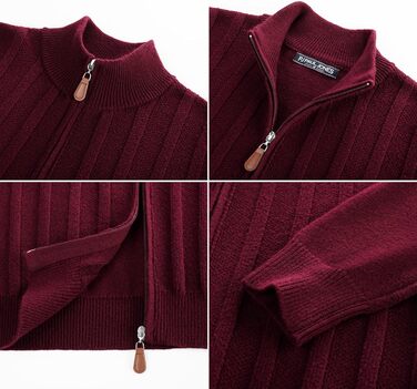 Кардиган чоловічий PJ PAUL JONES на блискавці та зі стійким коміром, в'язаний (M, Бордовий)