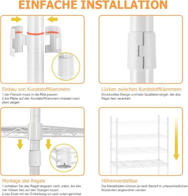 Розширюваний вішак для одягу, металевий гардеробний стійка з регульованими полицями (білий)