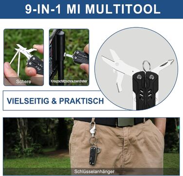 9-in-1 Mini Multitool with Needle-Nose Pliers, Scissors, SIM Extractor, and Screwdriver - For Travel, EDC, TSA Approved, Blade-Free (Mini Sailor Lite)