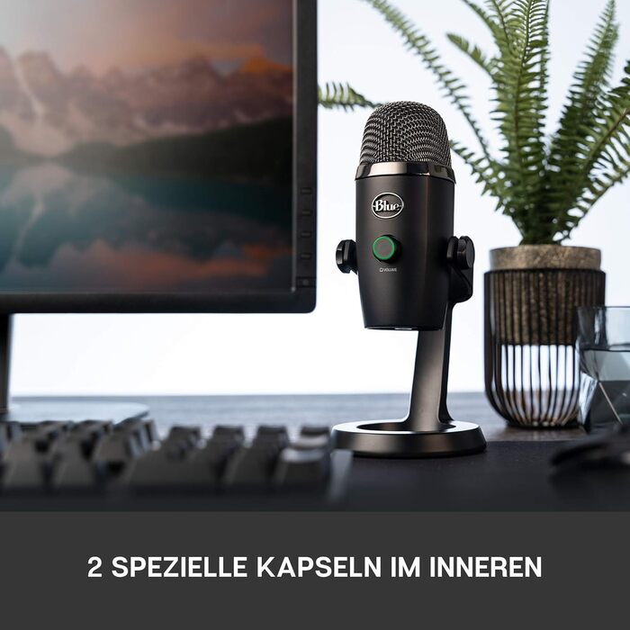 Blue Yeti Nano – Преміум USB-мікрофон для запису, стрімінгу, геймінгу та подкастів (PC/Mac). З Blue VO!CE, кардіоїдна та всеспрямована характеристика, чорний