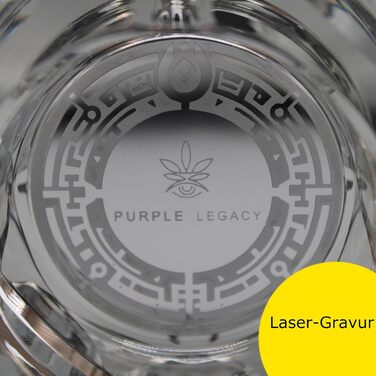Скляна кришталева попільничка PURPLE LEGACY, велика, темно-сіра, 280г, лазерне гравіювання, протиковзке дно, елегантна та міцна