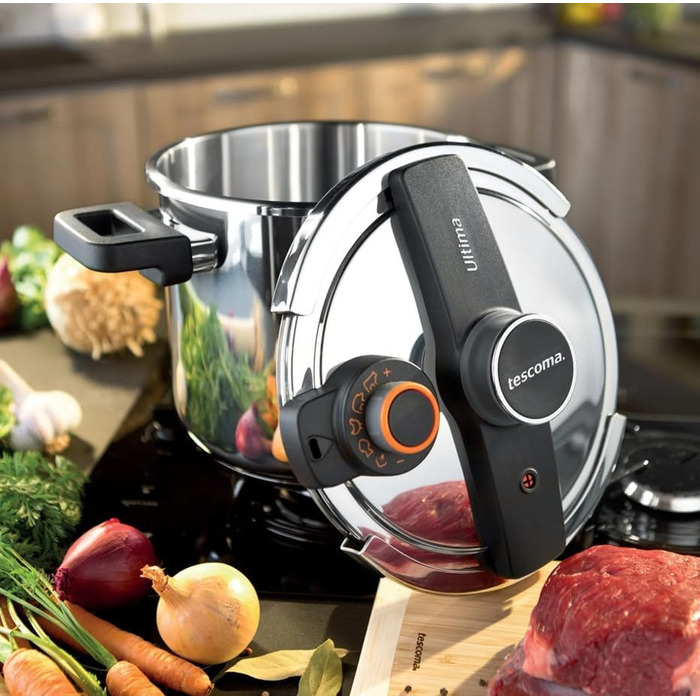 Каструля-скороварка Tescoma ULTIMA 6 л, індукція, з датчиком тиску, срібна