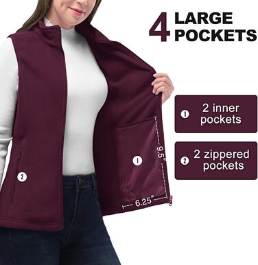 Жіноча флісова жилетка 38 розміру, темно-червоного кольору, з кишенями та блискавкою. Легка та зручна для активного відпочинку.