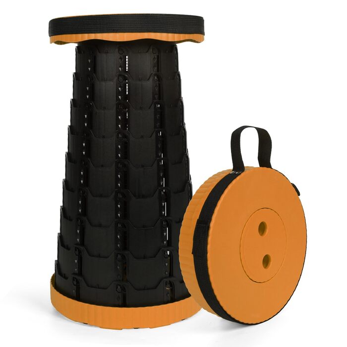 Крісло-телескоп для кемпінгу, регульована висота 6-45 см, вантажопідйомність 181 кг, портативне з ременем для перенесення (Помаранчеве - 1 шт.)