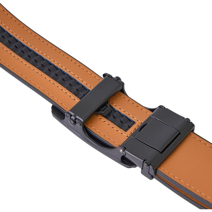 Чоловічий шкіряний ремінь VRLEGEND з автоматичною застібкою (ратинг) без дірок для ділового костюма, регульований розмір, з подарунковою коробкою, чорний