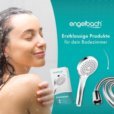 Дюш-насадка Engelbach® водозберігаюча – Швейцарія | 3 режими: Дощ, Масаж, Інтенсив | Універсальна душова лійка, ручна, хром (водозберігаюча)
