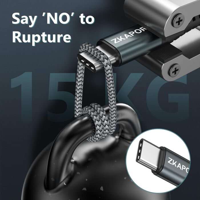 Кабель USB-C 2 шт. 1м, 3.1A, нейлон, сумісний з iPhone 15/15 Pro Max, Samsung Galaxy S23/S22/S21/S10, Note 10, Huawei P40/P30, Google Pixel