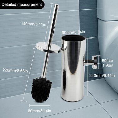 EXLECO Щітка для унітазу з нержавіючої сталі з запасним наконечником, підставка, комплект для ванної кімнати, золота