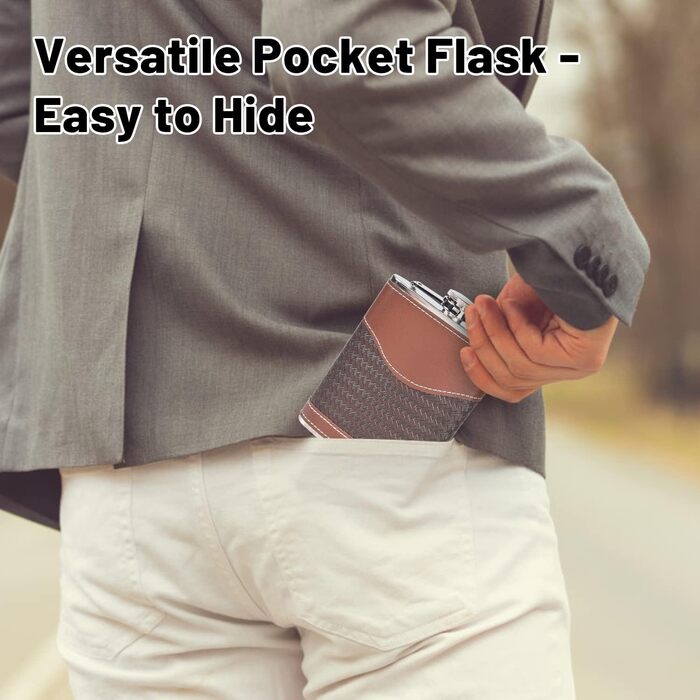 Чоловічий фляга LH HOME 237 мл з нержавіючої сталі 304, подарунковий набір з воронкою та стаканами, чорний (A)