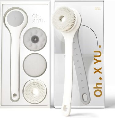 Електрична щітка для спини, м'яка ексфоліація, довгоручна душова щітка, допомога у нанесенні крему для жінок, чоловіків, людей похилого віку, глибоке очищення для всіх типів шкіри, гарна піна - Рожева (Перламутровий)