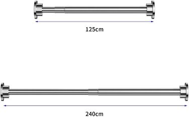 Розсувна штанга для карнизів Onpira® без свердління – телескопічна штанга 125-240 см, нержавіюча сталь, 3 кольори (білий, чорний)
