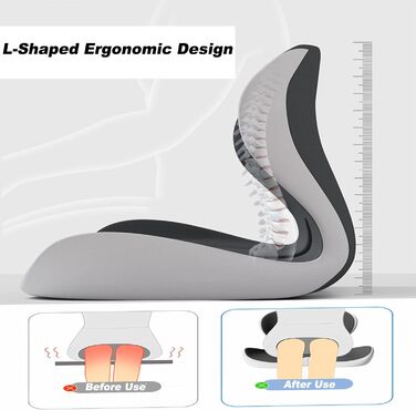 Ортопедична подушка для сидіння з підтримкою спини, Memory Foam для офісного крісла, авто, візка (сіра)
