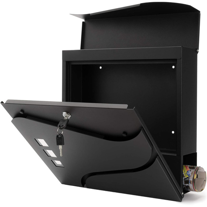 Поштовий ящик Verda з газетницею, нержавіюча сталь, антрацит, 37x37x11 см, вікно, тримач для газет, табличка для імені, сучасний, погодостійкий, 2 ключі