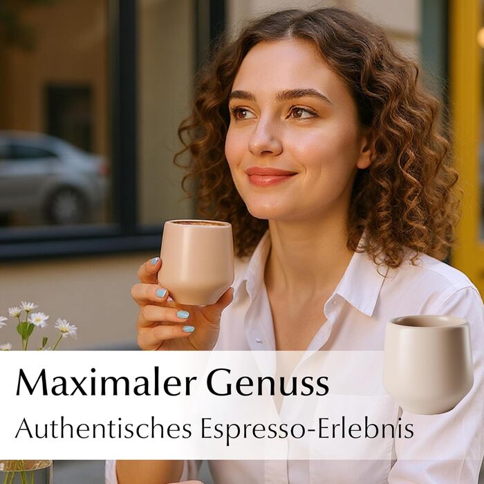 Набір чашок для еспресо Miamio, 4 шт (90 мл), кераміка без ручки, бежевий пастельний колір, Luxe Collection