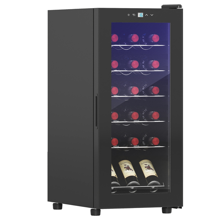 HOMCOM Wine Refrigerator, Compressor for 18 Bottles, 50 L Beverage Refrigerator with Glass Door, 5-18°, Bottle Refrigerator with Touch Switch | Aosom
