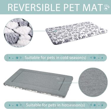 VANKEAN Stylish Dog Crate Pad, Reversible (Cool and Warm), Soft Pet Sleeping Mat Dog Bed for Crate, Suitable for Small to XX-Large Dogs and Cats, Machine Washable Crate Beds