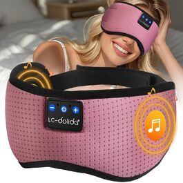 Маска для сну Dolida з Bluetooth-навушниками V5.4, рожева. Бавовняна маска для сну з мікрофоном для подорожей, медитації, йоги