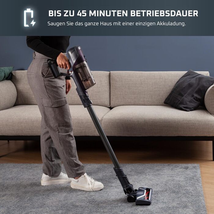 Пылесос Rowenta X-Pert 6.60 Essential аккумуляторный, 100 Вт, 45 мин работы, без мешка, LED-насадка, съемный аккумулятор, насадка для щелей и держатель для стены, фиолетовый/черный, RH6838 X-Pert 6.60 Essential лиловый/серый