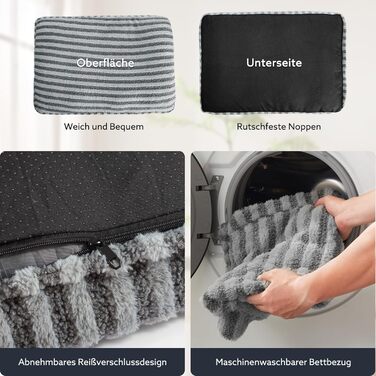 Крісло-ліжко для собак середніх порід, м'яке, знімне, антиковзаюче, 74x53x8 см, сіре