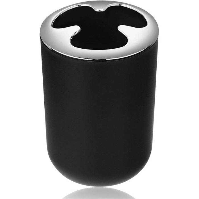 Набір аксесуарів для ванної кімнати Icegrey: 6 предметів, чорний (дозатор для рідкого мила, тримач для зубних щіток, стакан, мильниця, тримач для туалетного йоржика, сміттєвий контейнер)