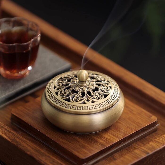 Copper Incense Burner and 16-Piece Tool Kit for Making Backflow Incense Cones - Perfect for Yoga, Meditation. Includes Censer Mold Tools, Burner, and Accessories.