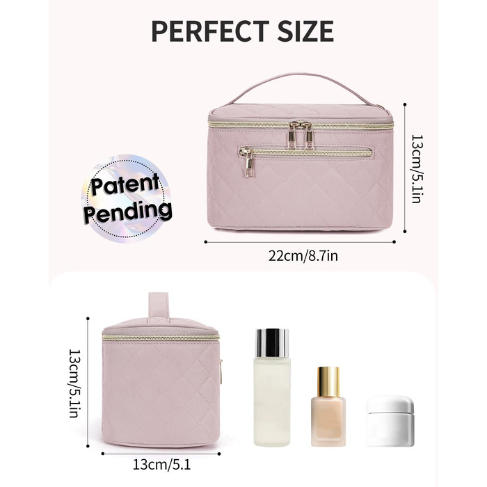 Косметичка для жінок, велика дорожня косметичка для макіяжу з відділенням для пензликів, органайзер, культик, з PU-шкіри, переносний мішечок для макіяжу, зелений (патент)