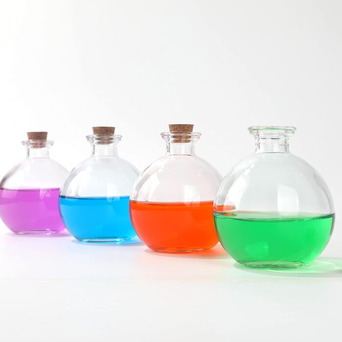 Magic Season Decorative Glass Bottle with Cork Stopper (260ml Potion Bottles / 6 Pieces)
