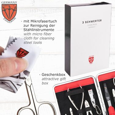 Набір для манікюру DREI SCHWERTER 'Fano' - 11 предметів (ніж, щипчики, пінцет) у чохлі з кож. шкіри