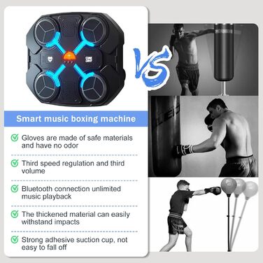Інтелектуальна боксерська машина для кріплення на стіну, Bluetooth, чорно-сіра
