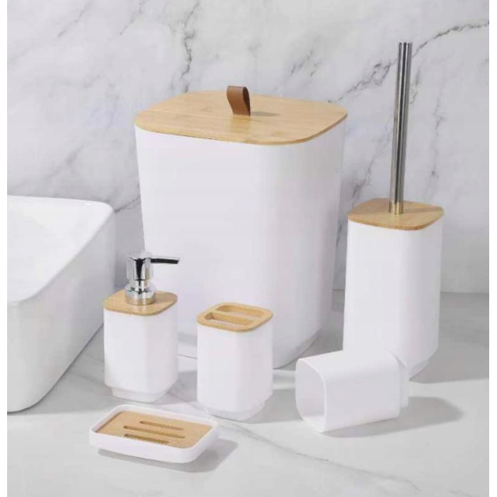 Комплект аксесуарів для ванної кімнати квадратний, 6 предметів, білий 49811