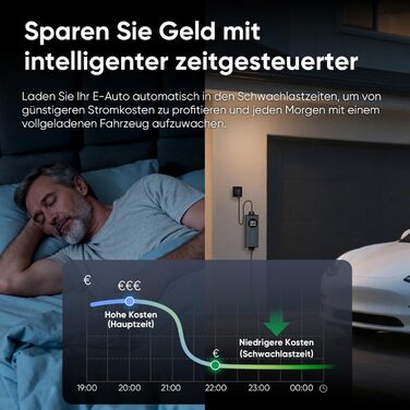 Кабель для електромобіля GONEO Typ 2 Schuko, 10м, 16A, 3.68 кВт - Портативна зарядка з захистом FI, автоматичним заземленням та контролем температури, таймер для електромобіля, сертифікат TÜV