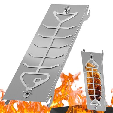 Решітка для приготування лосося на відкритому вогні (Flammlachsbrett) з нержавіючої сталі, 56x17 см, для грилів та вогнищ