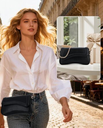 Жіноча сумка через плече, екошкіра, вінтажна Saddle Bag з 2 знімними ремінцями (Чорна, м'яка)