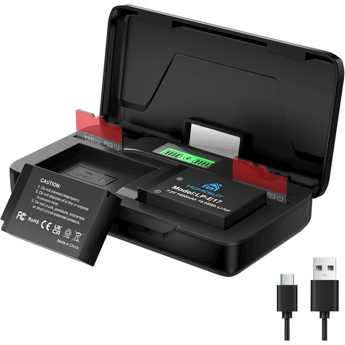 Акумулятор LP-E17 1300mAh та зарядний пристрій LED Dual USB для Canon Rebel SL3, SL2, T8i, T7i, T6i, T6s, EOS R10, R50, R8, RP, M3, M5, M6, 200D, 77D, 750D, 760D, 800D, 8000D (2 шт. акумулятори & 1 зарядний пристрій)