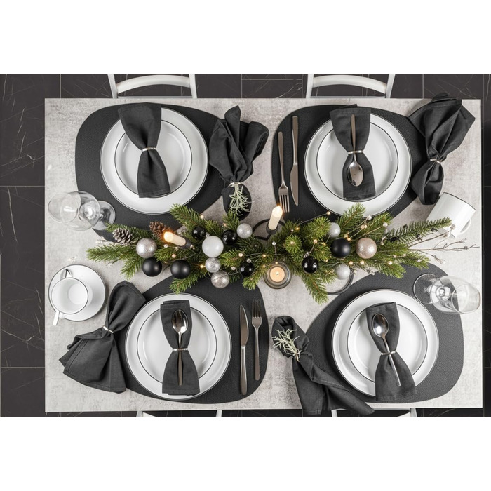 SÄNGER Marlo Black Rim: 30-ти елементний сервіз для 6 осіб (посуд) | PREMIUM COLLECTION